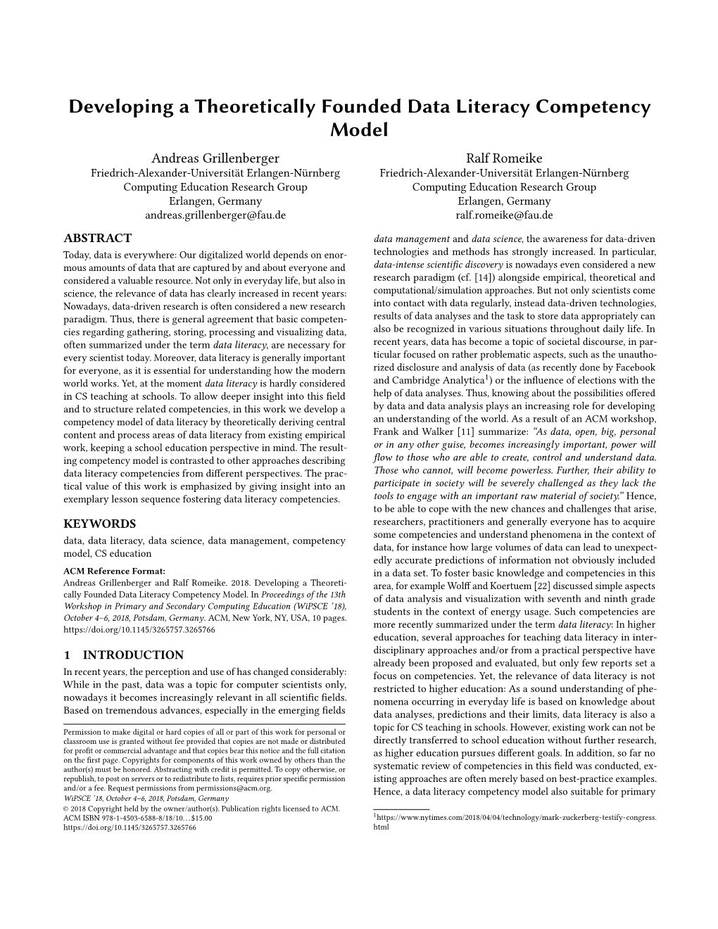 Developing a Theoretically Founded Data Literacy Competency Model