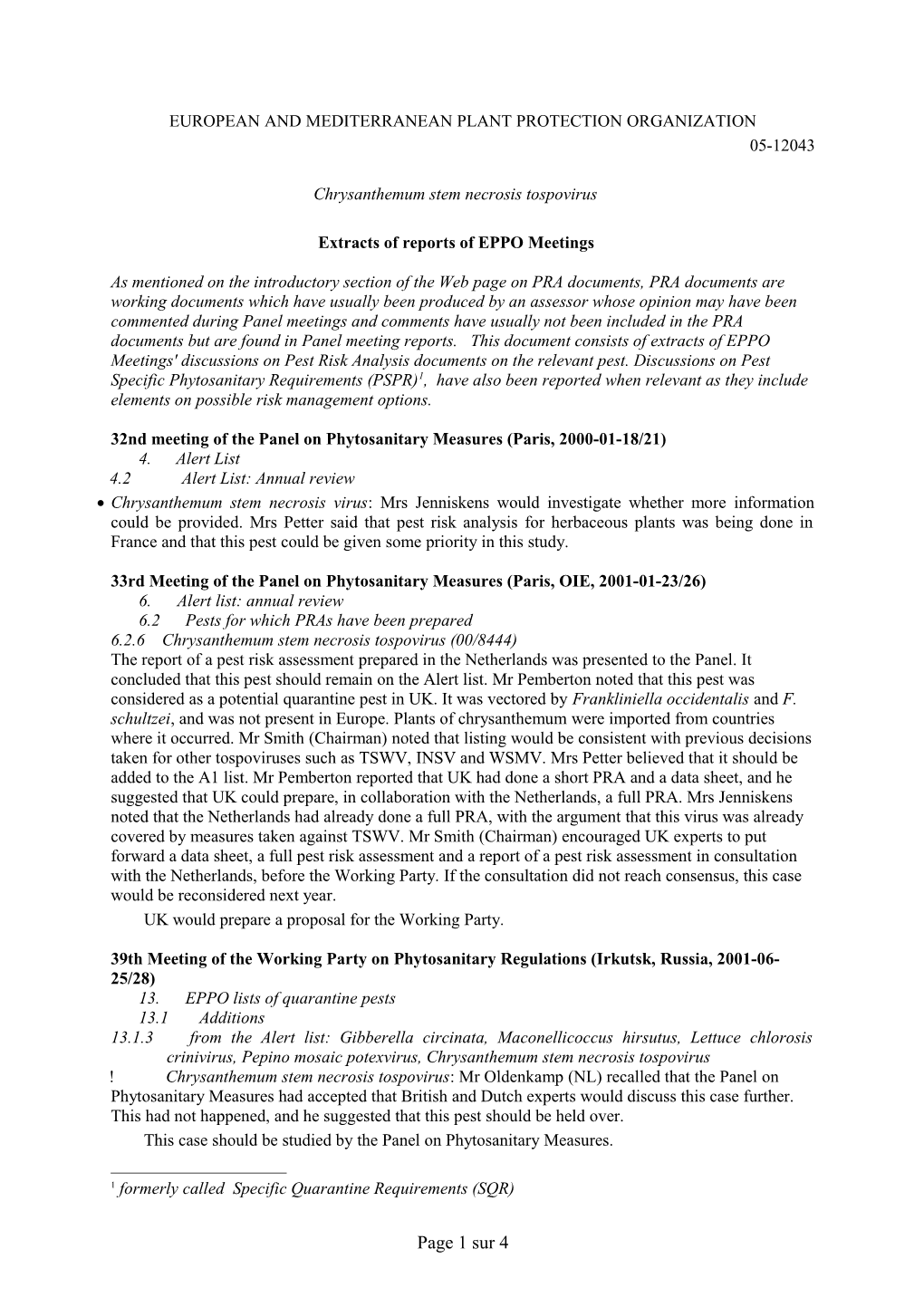 Report of the 32Nd Meeting of the Panel on Phytosanitary Measures