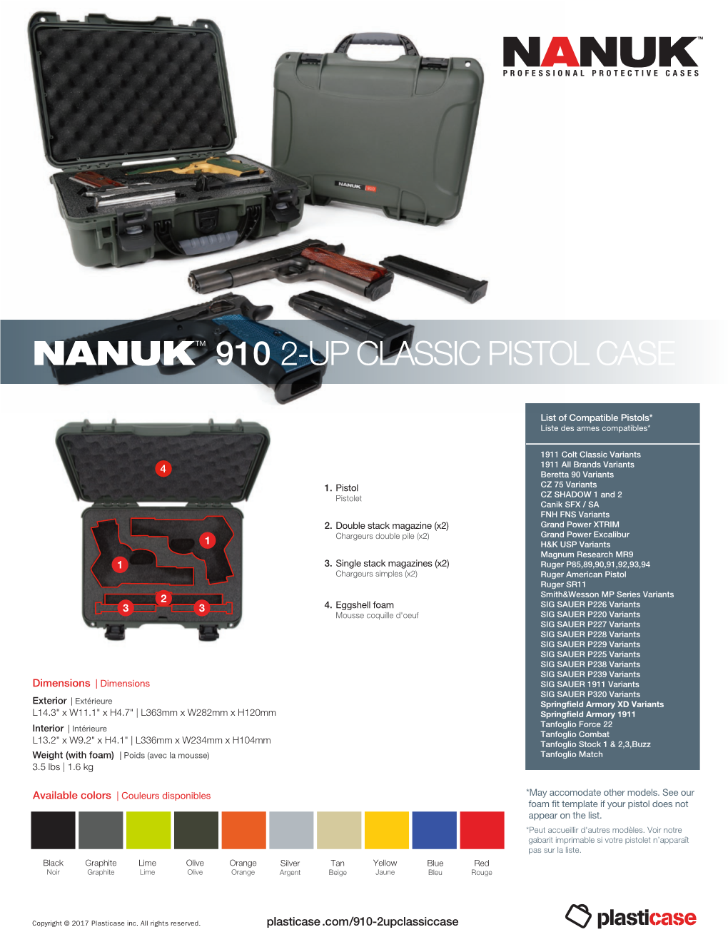 Nanuk™ 910 2-Up Classic Pistol Case