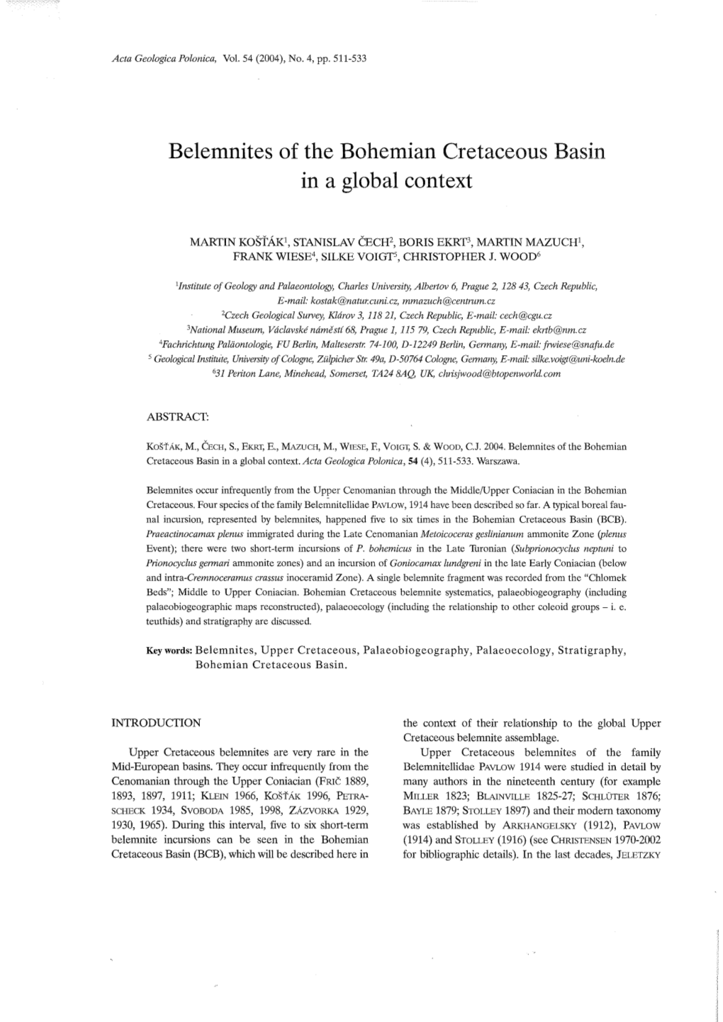 Belemnites of the Bohemian Cretaceous Basin in a Global Context