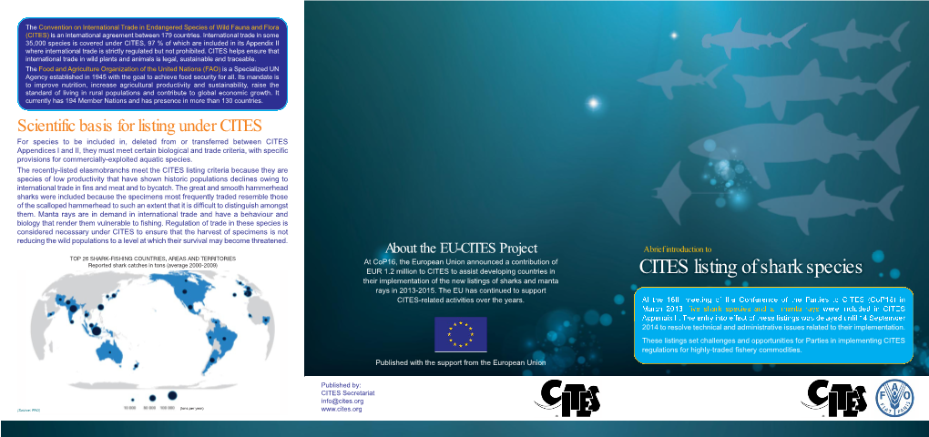 CITES Listing of Shark Species Their Implementation of the New Listings of Sharks and Manta Rays in 2013-2015