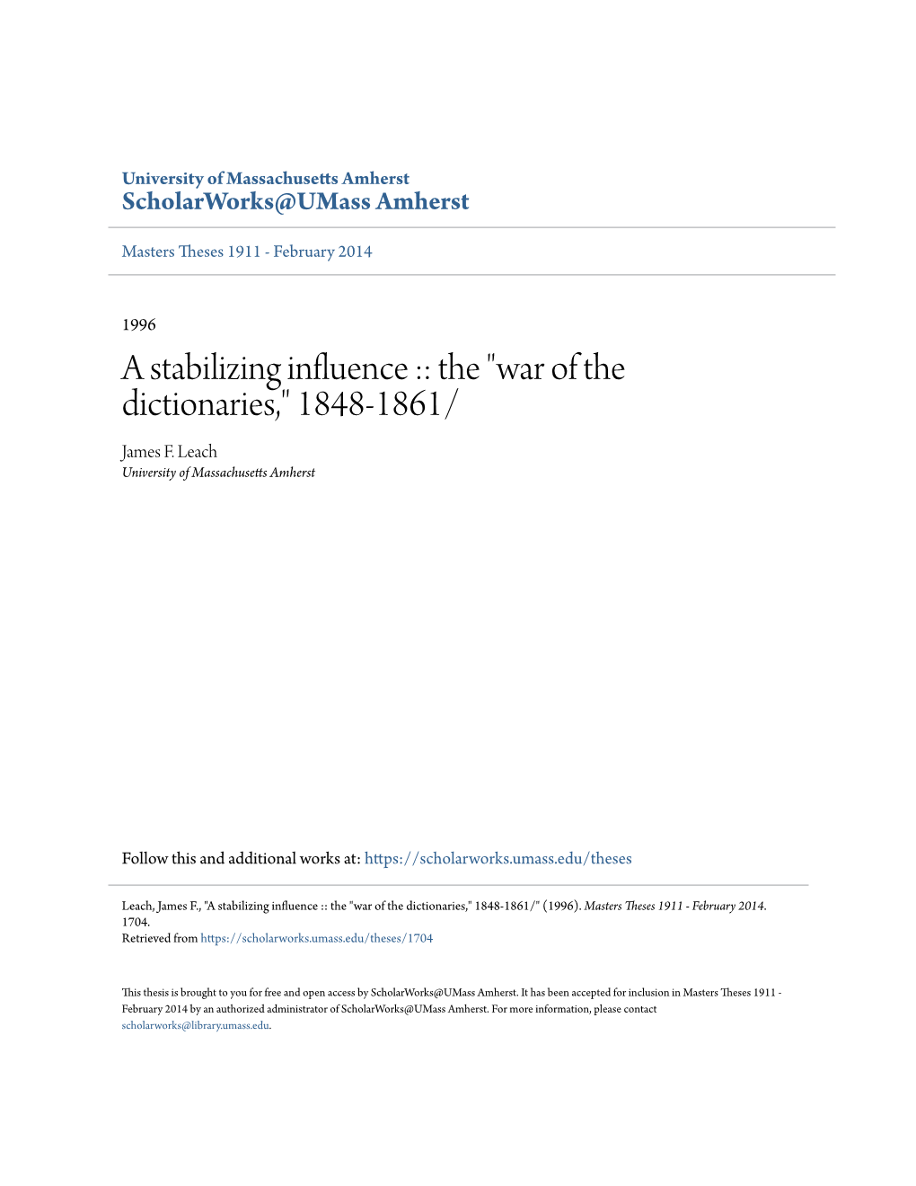 A Stabilizing Influence :: the 