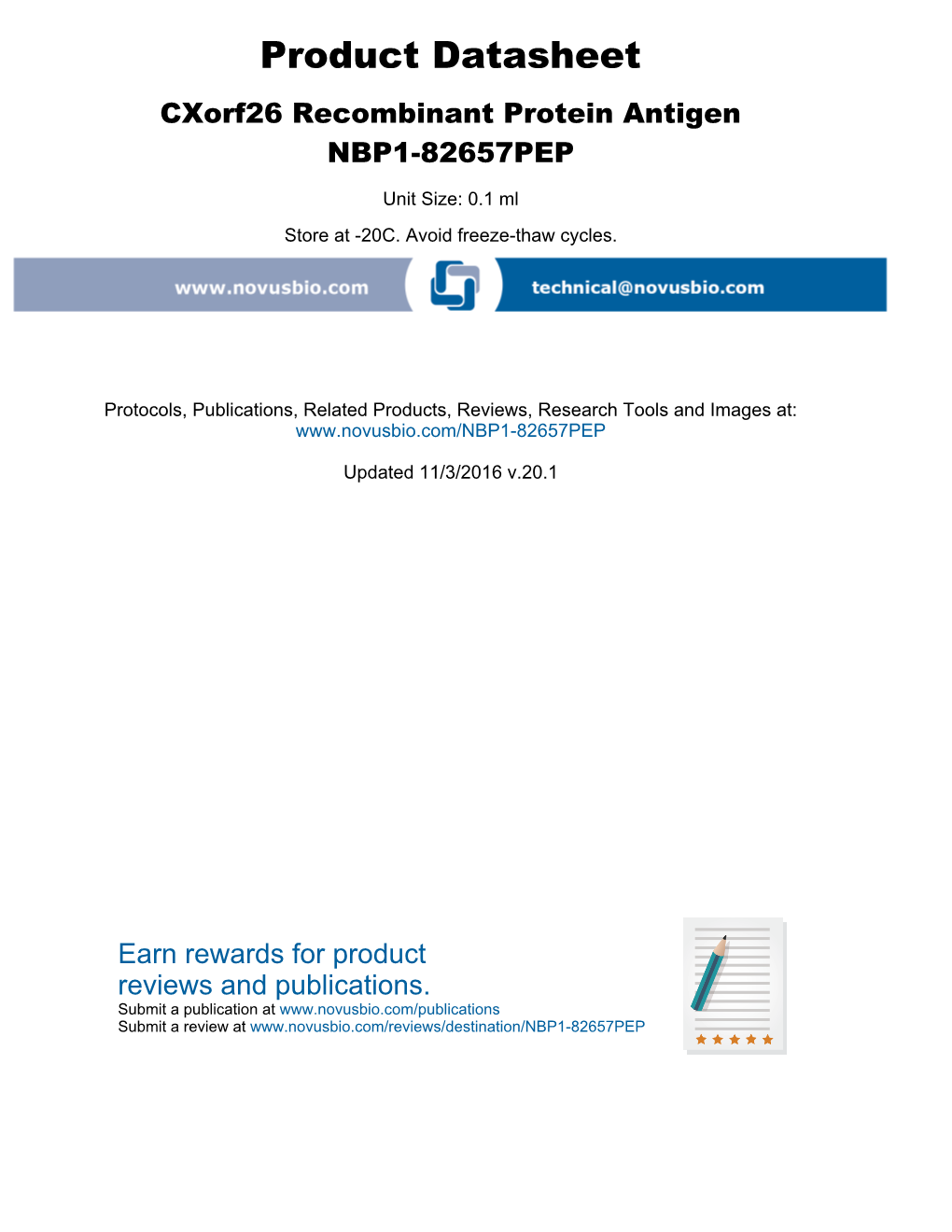 Product Datasheet Cxorf26 Recombinant Protein Antigen NBP1