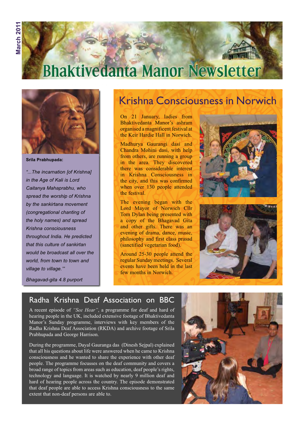 Krishna Consciousness in Norwich Few Months in Norwich