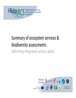Summary of Ecosystem Services & Biodiversity Assessments