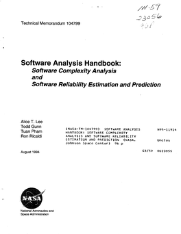 Software Analysis Handbook: Software Complexity Analysis and Software Reliability Estimation and Prediction