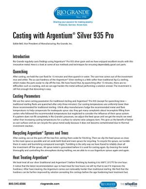 Casting with Argentium® Silver 935 Pro
