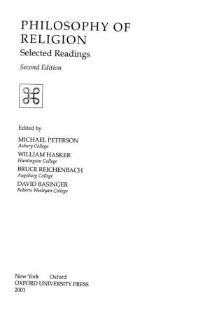 PHILOSOPHY of RELIGION Selected Readings Second Edition IQ:Pl