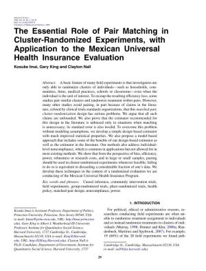 The Essential Role of Pair Matching in Cluster-Randomized Experiments, with Application to the Mexican Universal Health Insuranc