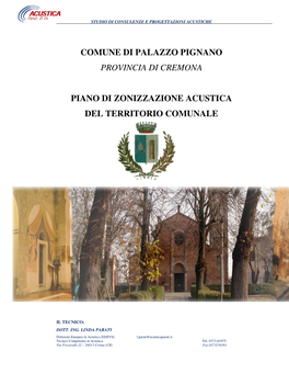 Comune Di Palazzo Pignano Provincia Di Cremona Piano Di Zonizzazione Acustica Del Territorio Comunale