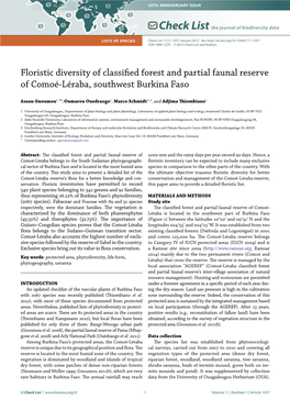 Floristic Diversity of Classified Forest and Partial Faunal Reserve of Comoé-Léraba, Southwest Burkina Faso
