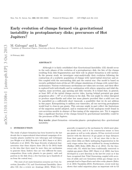 Early Evolution of Clumps Formed Via Gravitational Instability in Protoplanetary Disks; Precursors of Hot Jupiters?