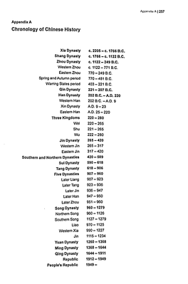 Chronology of Chinese History