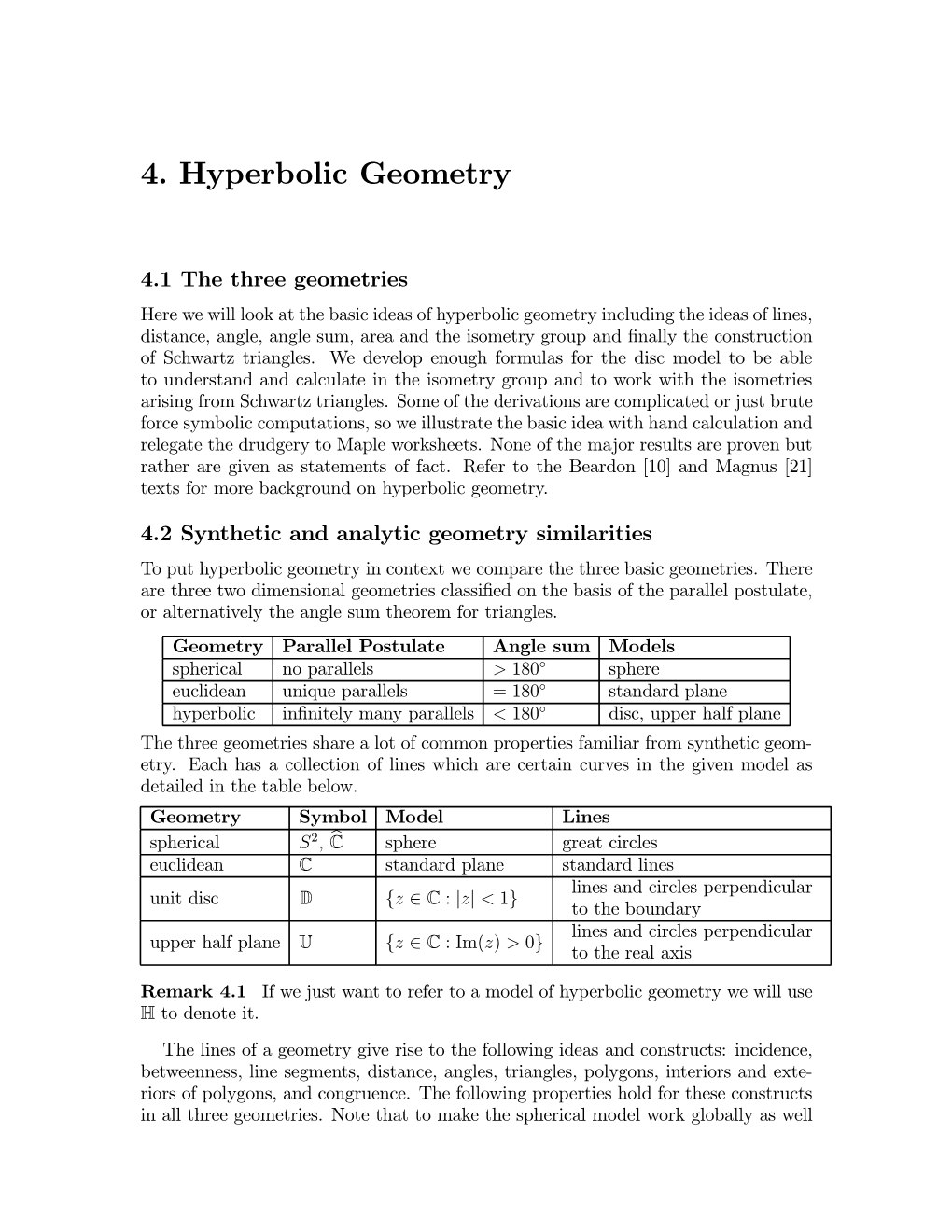 4. Hyperbolic Geometry