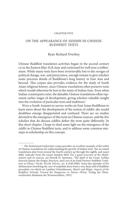 On the Appearance of Siddhis in Chinese Buddhist Texts Ryan