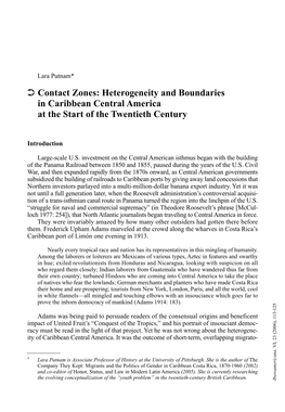 Contact Zones: Heterogeneity and Boundaries in Caribbean Central America at the Start of the Twentieth Century