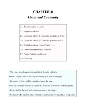 CHAPTER 2: Limits and Continuity