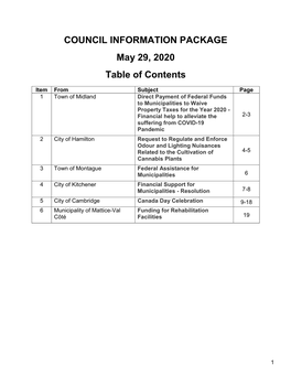 May 29, 2020 Table of Contents