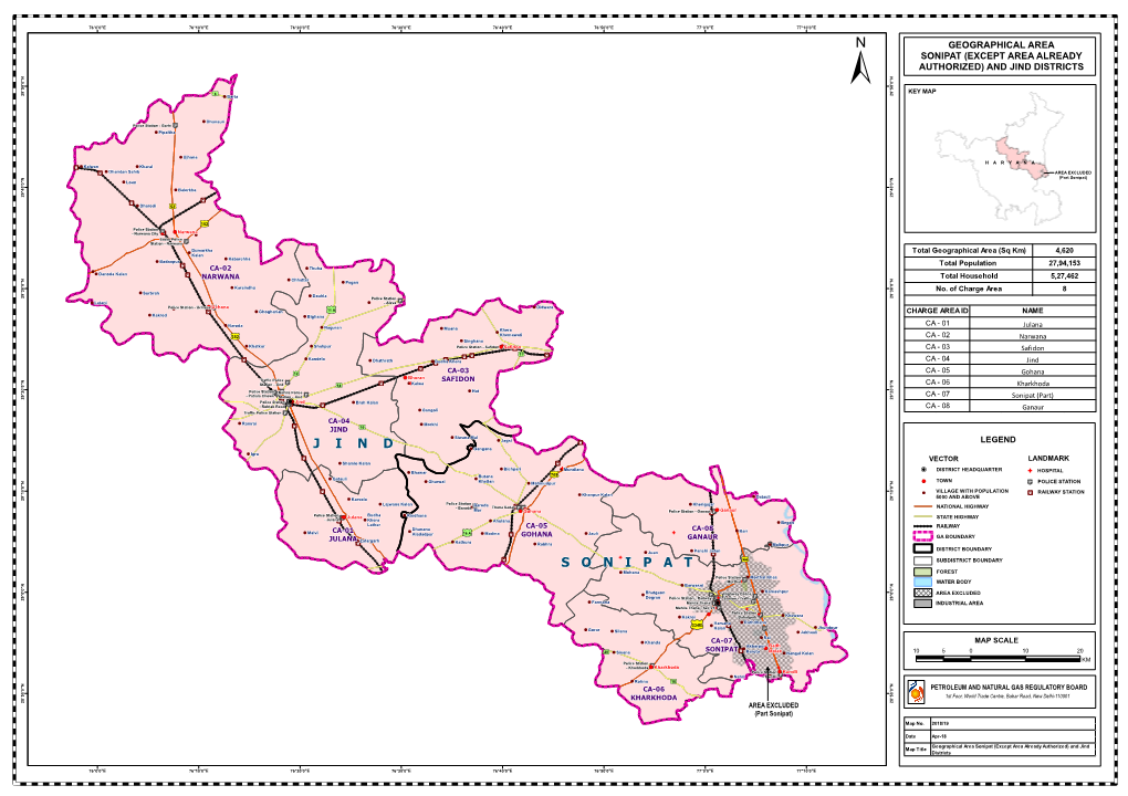 Sonipat (Except Area Already Authorized) and Jind Districts N N 