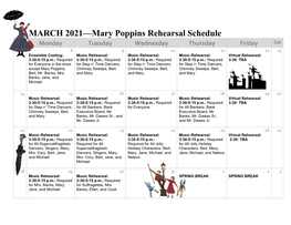 MARCH 2021—Mary Poppins Rehearsal Schedule