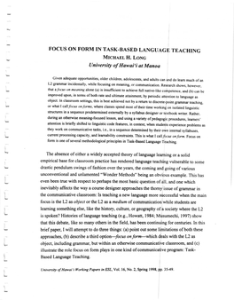 Focus on Form in Task-Based Language Teaching Michaelh