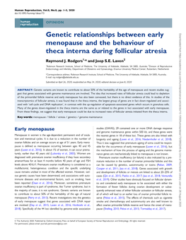 Genetic Relationships Between Early Menopause and the Behaviour of Theca Interna During Follicular Atresia