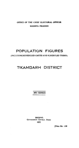 Population Figures, Tikamgarh
