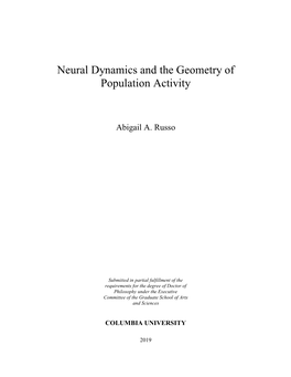 Neural Dynamics and the Geometry of Population Activity