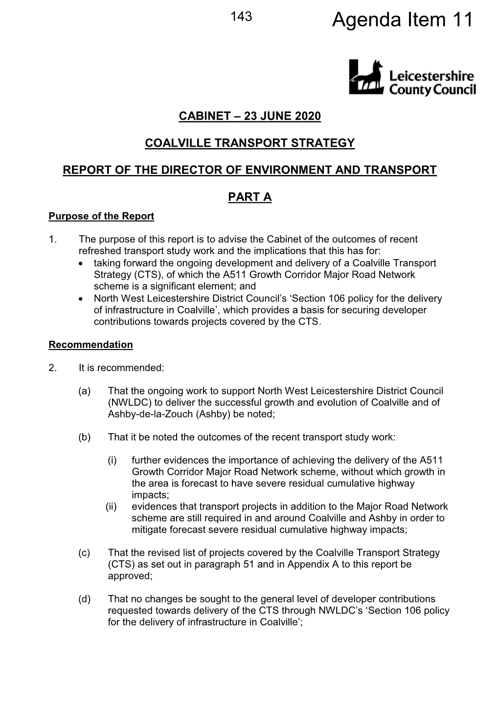 Coalville Transport Strategy. PDF 441 KB