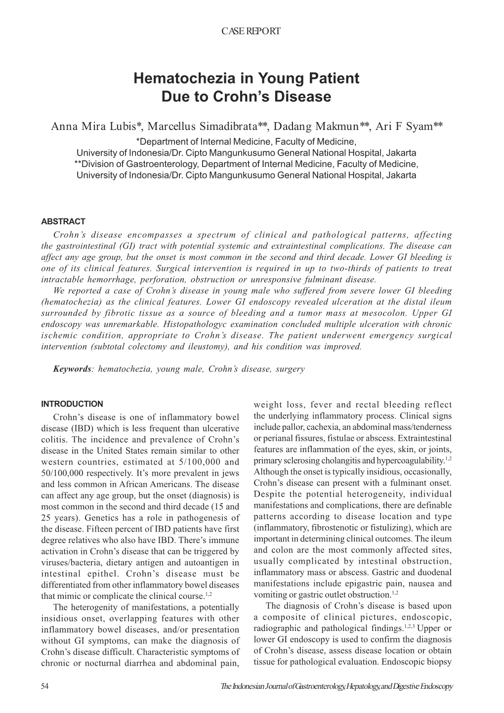 Hematochezia in Young Patient Due to Crohn's Disease