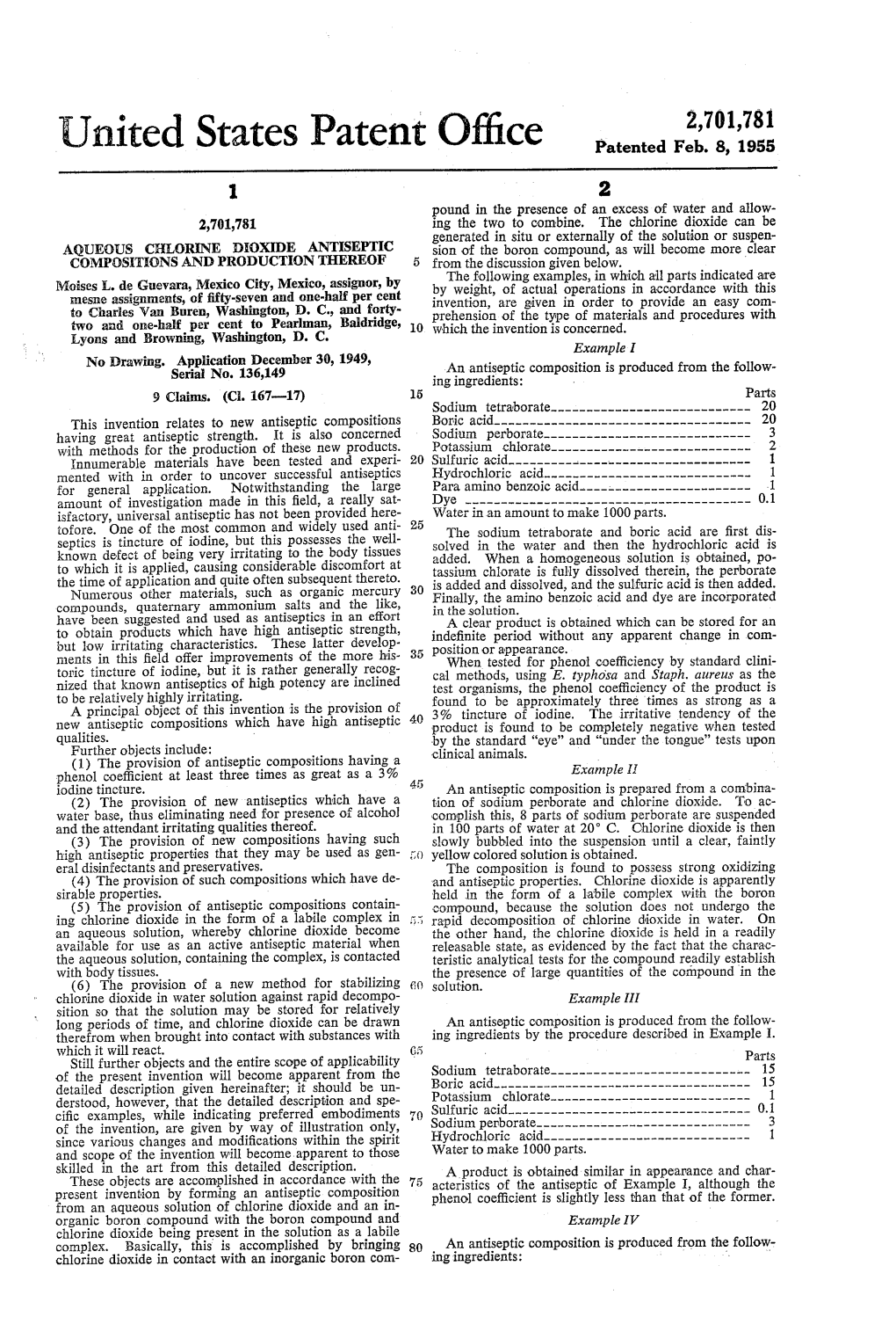 United States Patent Office Patented Feb