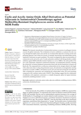 Cyclic and Acyclic Amine Oxide Alkyl Derivatives As Potential Adjuvants in Antimicrobial Chemotherapy Against Methicillin-Resist