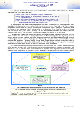 Autogenic Training and CBT Some Reflections