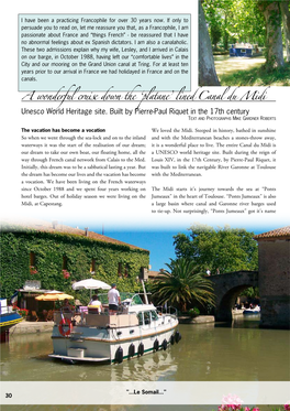 A Wonderful Cruise Down the ‘Platane’ Lined Canal Du Midi Unesco World Heritage Site