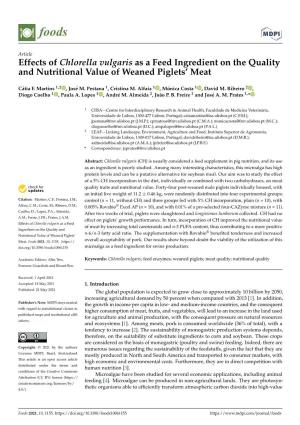 Effects of Chlorella Vulgaris As a Feed Ingredient on the Quality and Nutritional Value of Weaned Piglets’ Meat