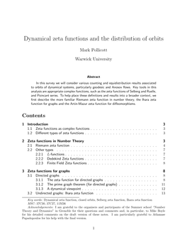 Dynamical Zeta Functions and the Distribution of Orbits