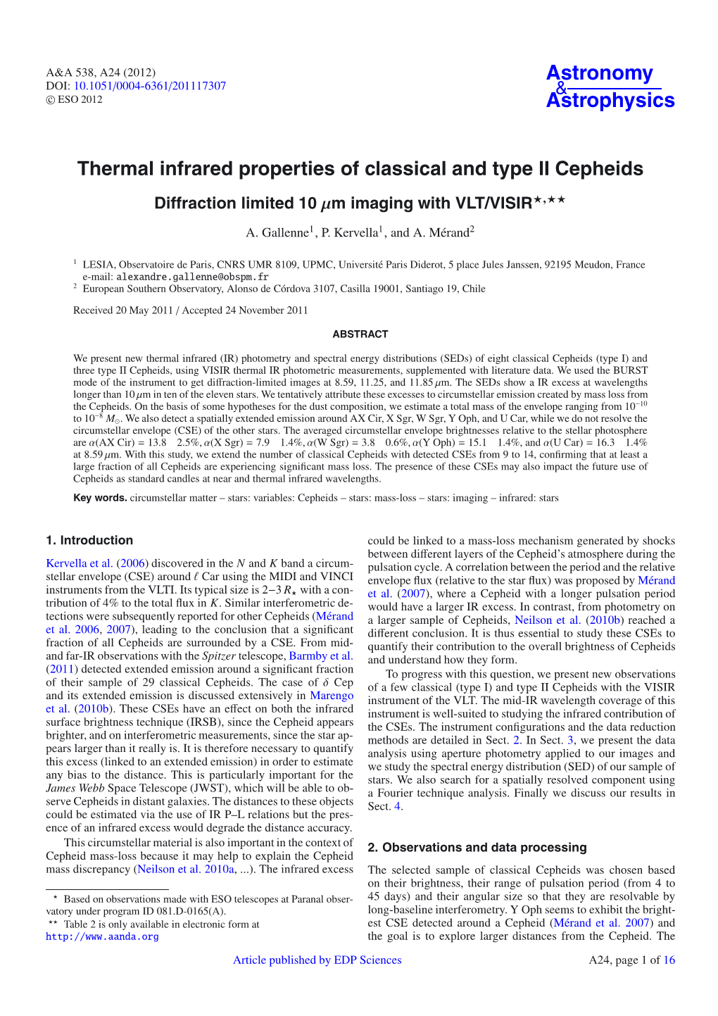 Thermal Infrared Properties of Classical and Type II Cepheids Diffraction Limited 10 Μm Imaging with VLT/VISIR�,