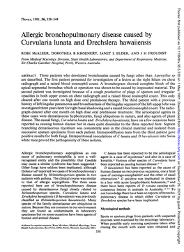 Allergic Bronchopulmonary Disease Caused by Curvularia Lunata and Drechslera Hawaiiensis
