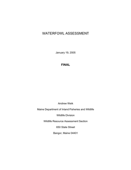 Waterfowl Species Assessment (PDF)