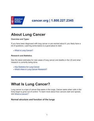 About Lung Cancer What Is Lung Cancer?