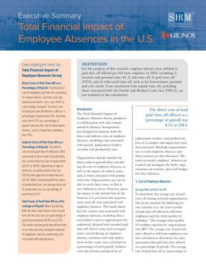 Total Financial Impact of Employee Absences in the U.S