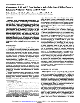 Chromosomes 8, 12, and 17 Copy Number in Astler-Coller Stage C Colon Cancer in Relation to Proliferative Activity and DNA Ploidy1