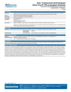 Trastuzumab (Anti-Idiotype) Alexa Fluor® 750-Conjugated Antibody