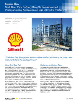 Shell Deer Park Refinery Benefits from Advanced Process Control Application on Gas Oil Hydro Treater Unit