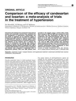 Comparison of the Efficacy of Candesartan and Losartan: a Meta-Analysis of Trials in the Treatment of Hypertension