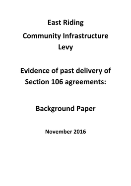 Evidence of Past Delivery of Section 106 Agreements Background Paper