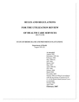Rules and Regulations for the Utilization Review of Health Care Services (R23