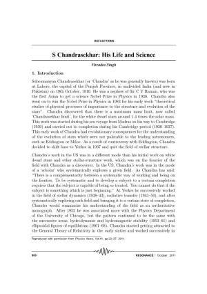 S Chandrasekhar: His Life and Science