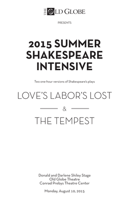 2015 Summer Shakespeare Intensive