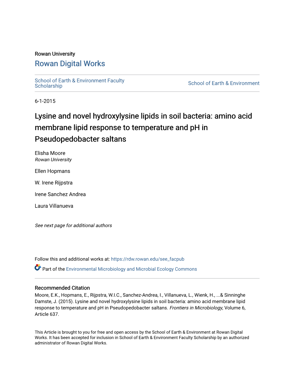 Lysine and Novel Hydroxylysine Lipids in Soil Bacteria: Amino Acid Membrane Lipid Response to Temperature and Ph in Pseudopedobacter Saltans